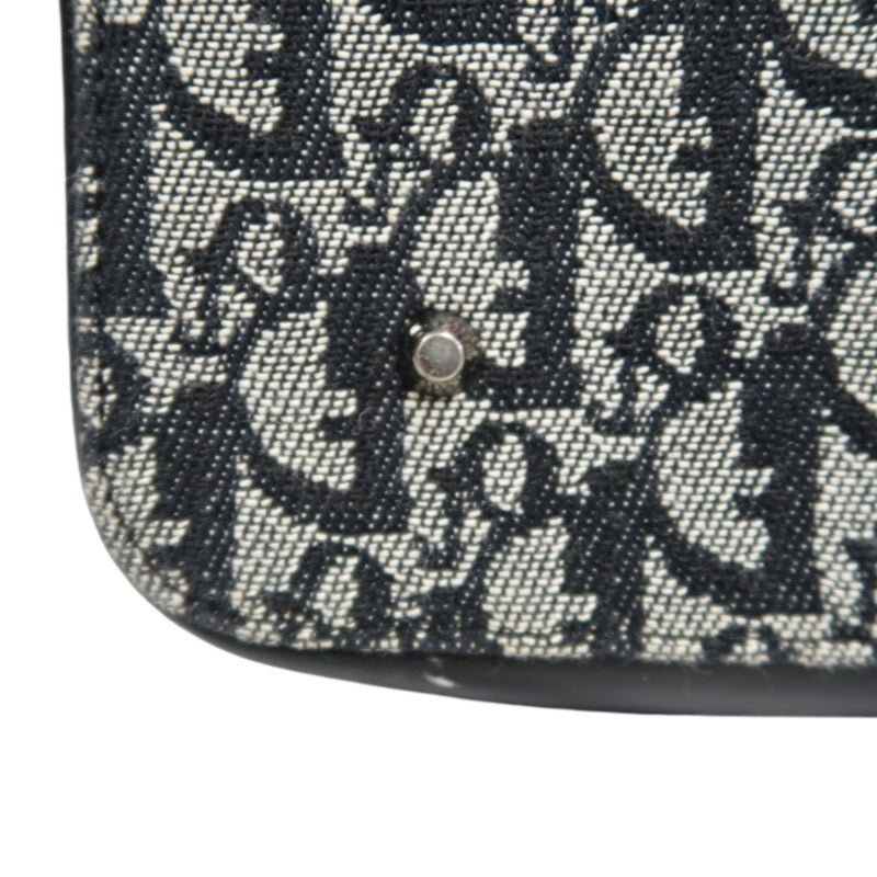 DIOR Vintage Trotter Oblique Navy Monogram Canvas Large Capacity Commuter Tote Briefcase Handbag
