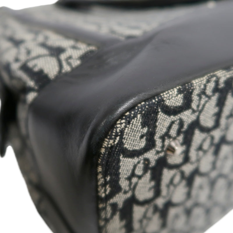 DIOR Vintage Trotter Oblique Navy Monogram Canvas Large Capacity Commuter Tote Briefcase Handbag
