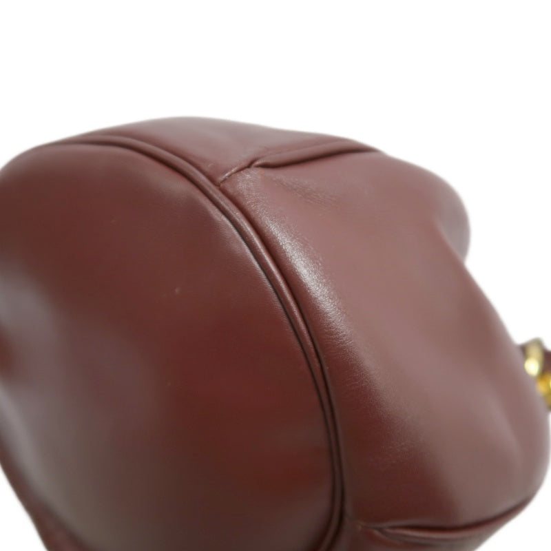 CARTIER  Bucket Shoulder Bag Calf Leather Bordeaux Gold-Tone Hardware with Dust Bag and Authenticity Card