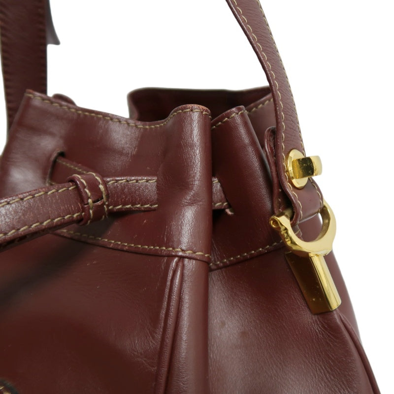 CARTIER  Bucket Shoulder Bag Calf Leather Bordeaux Gold-Tone Hardware with Dust Bag and Authenticity Card