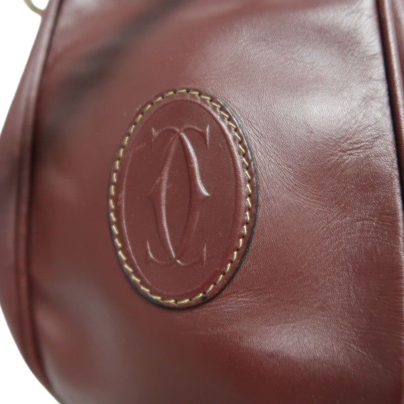 CARTIER  Bucket Shoulder Bag Calf Leather Bordeaux Gold-Tone Hardware with Dust Bag and Authenticity Card