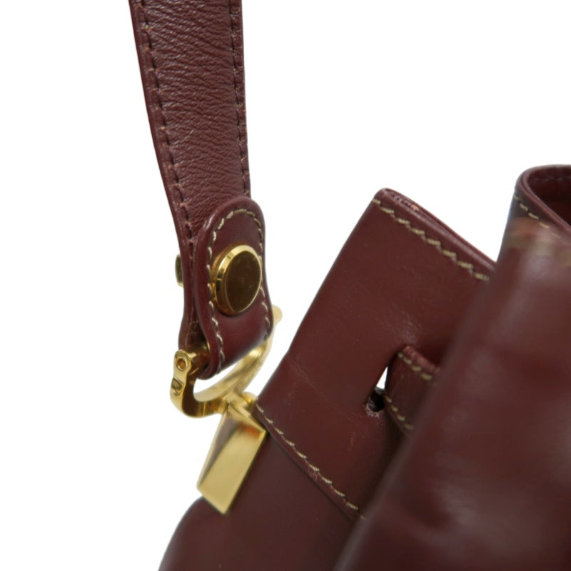 CARTIER  Bucket Shoulder Bag Calf Leather Bordeaux Gold-Tone Hardware with Dust Bag and Authenticity Card