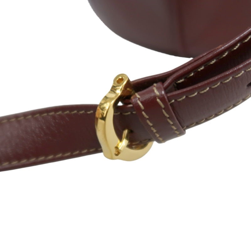 CARTIER  Bucket Shoulder Bag Calf Leather Bordeaux Gold-Tone Hardware with Dust Bag and Authenticity Card