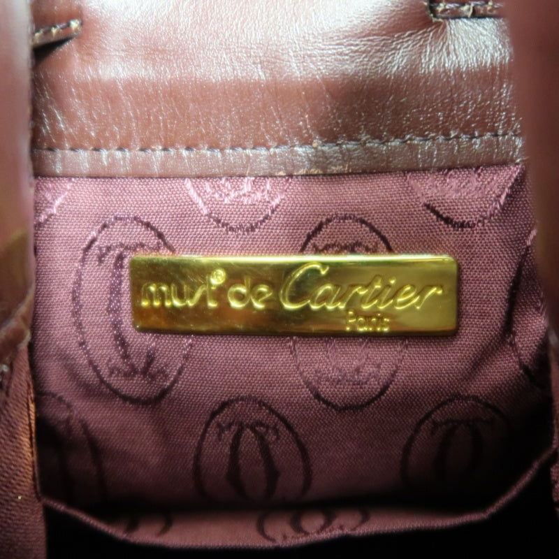 CARTIER  Bucket Shoulder Bag Calf Leather Bordeaux Gold-Tone Hardware with Dust Bag and Authenticity Card