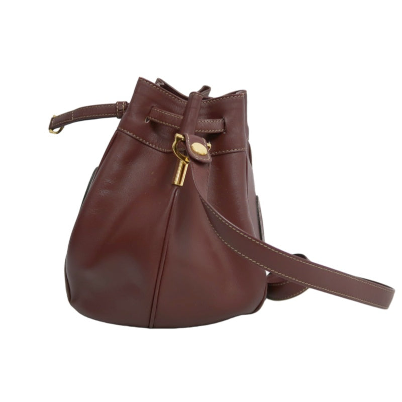 CARTIER  Bucket Shoulder Bag Calf Leather Bordeaux Gold-Tone Hardware with Dust Bag and Authenticity Card