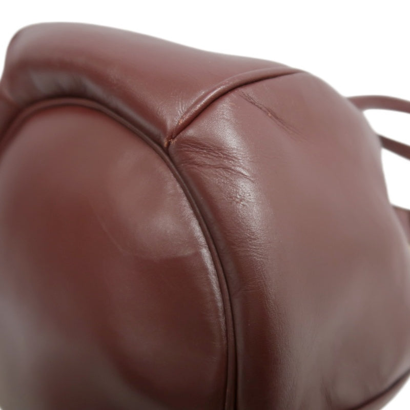 CARTIER  Bucket Shoulder Bag Calf Leather Bordeaux Gold-Tone Hardware with Dust Bag and Authenticity Card