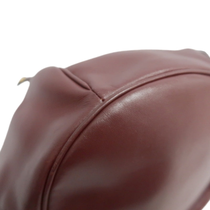 CARTIER  Bucket Shoulder Bag Calf Leather Bordeaux Gold-Tone Hardware with Dust Bag and Authenticity Card