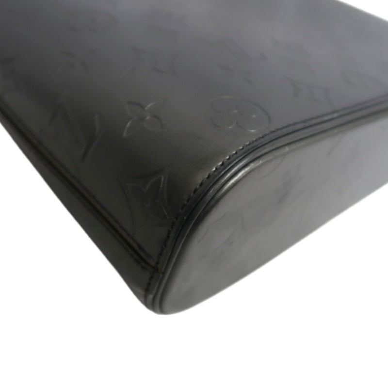 LOUIS VUITTON Monogram Mat Alston Shoulder Bag Vernis Leather Dark Grey Gold Hardware