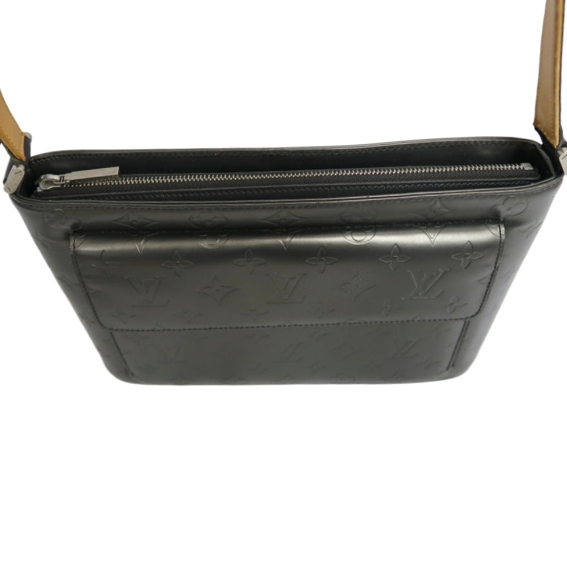 LOUIS VUITTON Monogram Mat Alston Shoulder Bag Vernis Leather Dark Grey Gold Hardware