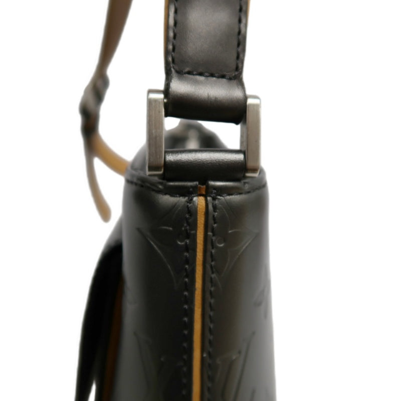 LOUIS VUITTON Monogram Mat Alston Shoulder Bag Vernis Leather Dark Grey Gold Hardware