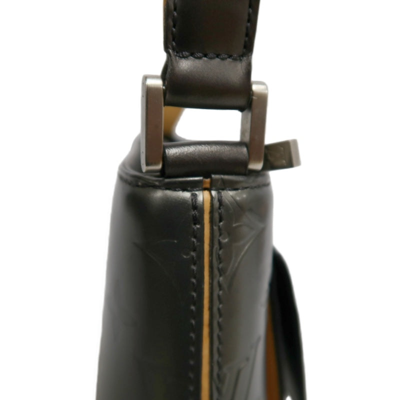 LOUIS VUITTON Monogram Mat Alston Shoulder Bag Vernis Leather Dark Grey Gold Hardware