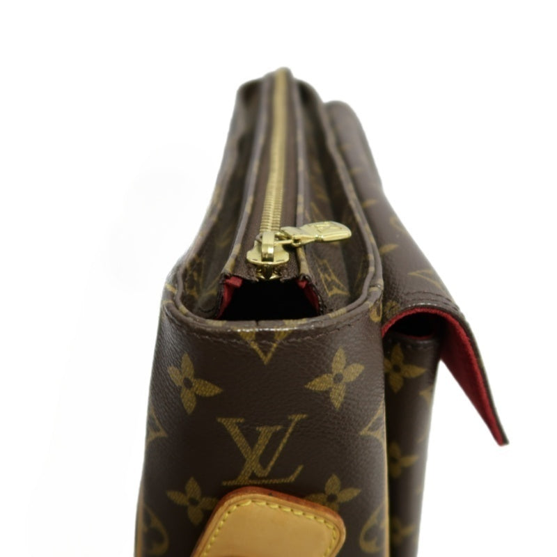 LOUIS VUITTON Vivacite Monogram Shoulder Bag Brown Canvas Tan Leather Classic Spacious Daily Use