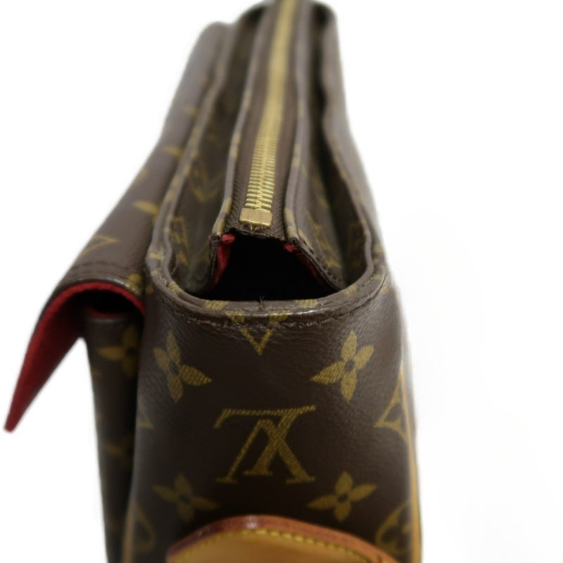 LOUIS VUITTON Vivacite Monogram Shoulder Bag Brown Canvas Tan Leather Classic Spacious Daily Use