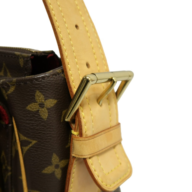 LOUIS VUITTON Vivacite Monogram Shoulder Bag Brown Canvas Tan Leather Classic Spacious Daily Use