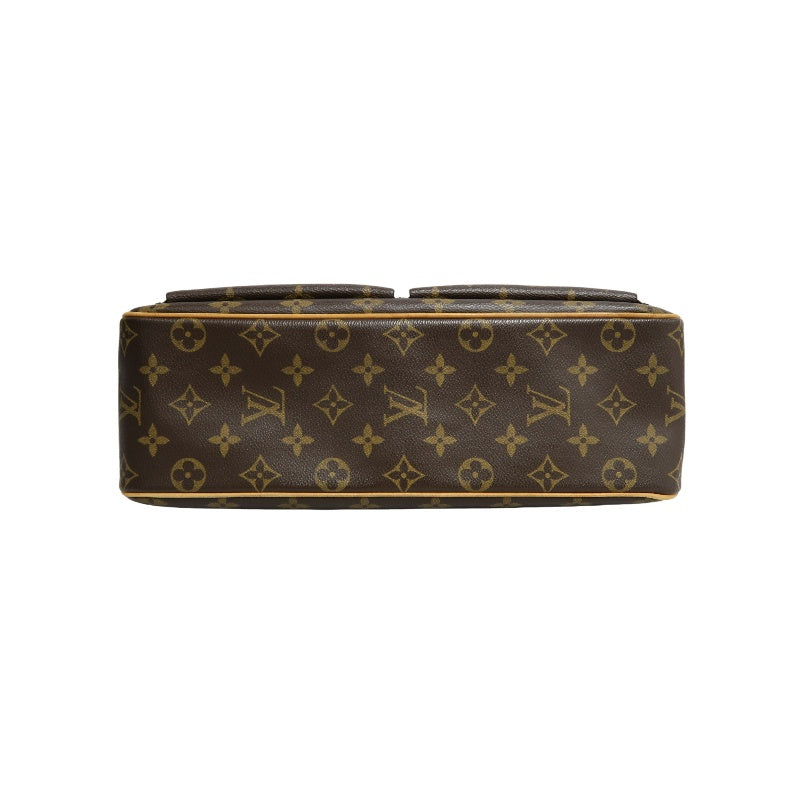 LOUIS VUITTON Vivacite Monogram Shoulder Bag Brown Canvas Tan Leather Classic Spacious Daily Use