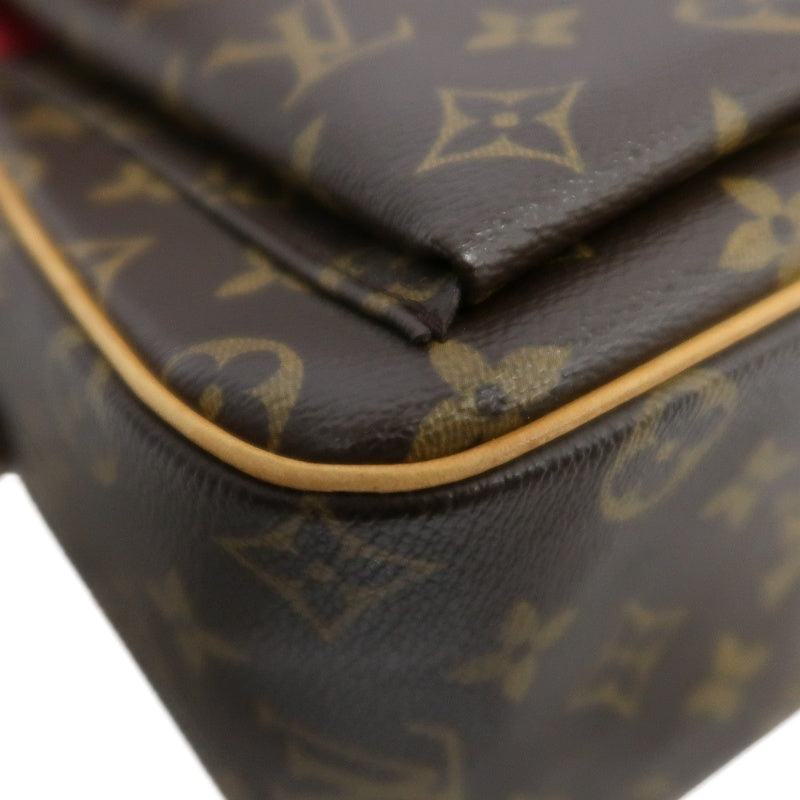 LOUIS VUITTON Vivacite Monogram Shoulder Bag Brown Canvas Tan Leather Classic Spacious Daily Use
