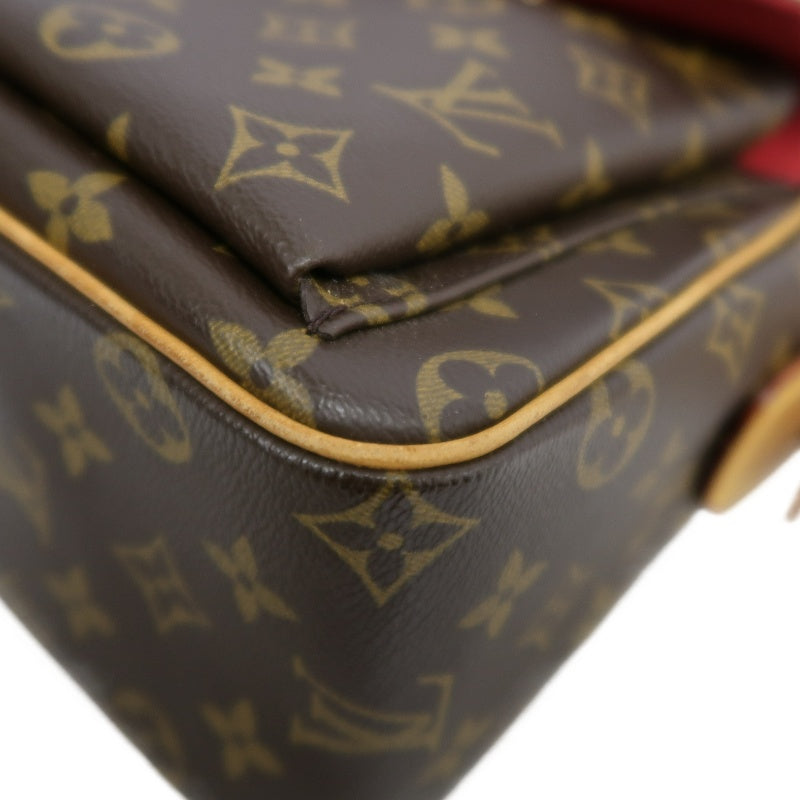 LOUIS VUITTON Vivacite Monogram Shoulder Bag Brown Canvas Tan Leather Classic Spacious Daily Use