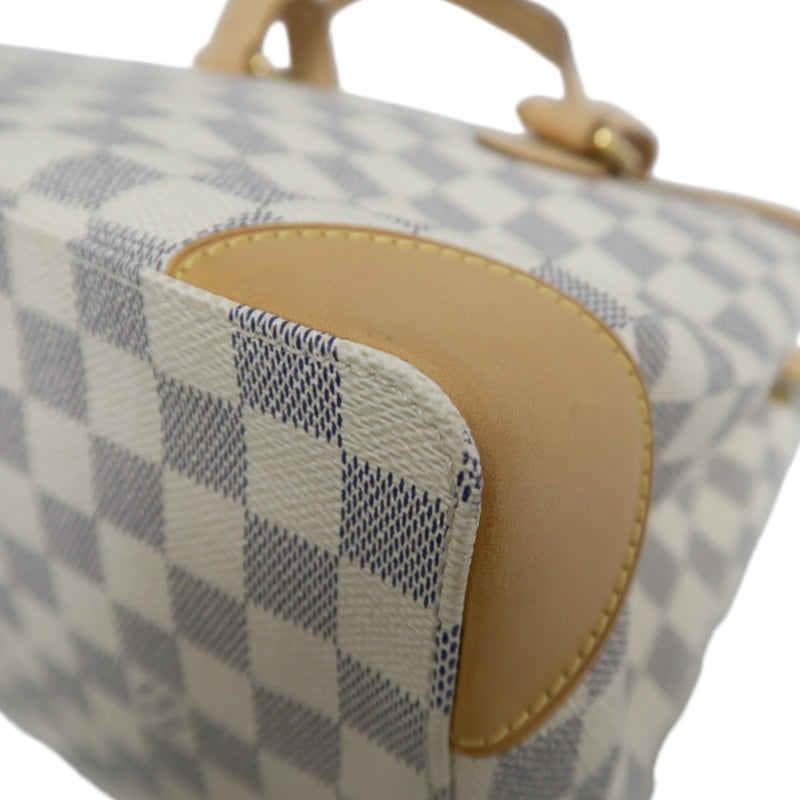 LOUIS VUITTON  Damier Azur Hampstead Tote Bag Canvas Cowhide White Gold Hardware