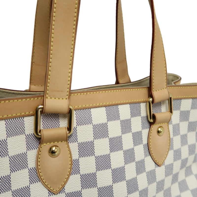 LOUIS VUITTON  Damier Azur Hampstead Tote Bag Canvas Cowhide White Gold Hardware