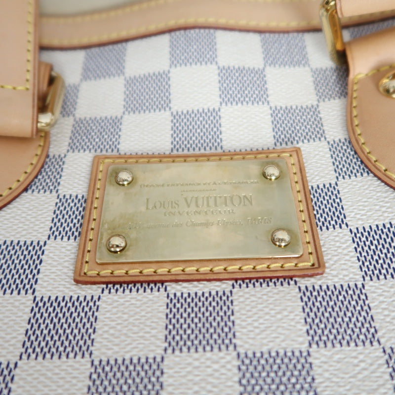 LOUIS VUITTON  Damier Azur Hampstead Tote Bag Canvas Cowhide White Gold Hardware