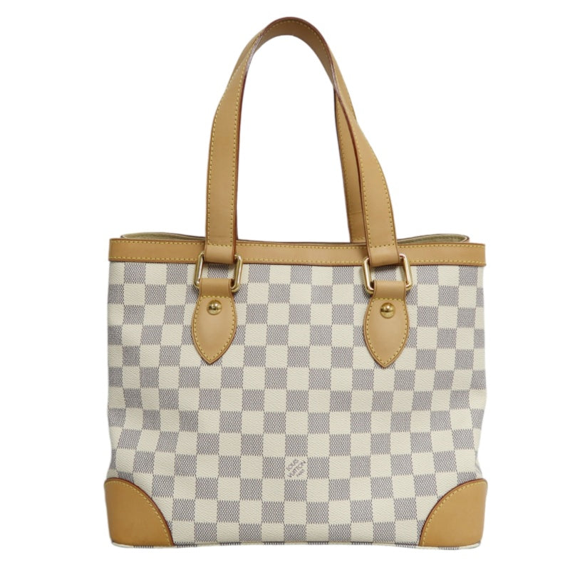 LOUIS VUITTON  Damier Azur Hampstead Tote Bag Canvas Cowhide White Gold Hardware