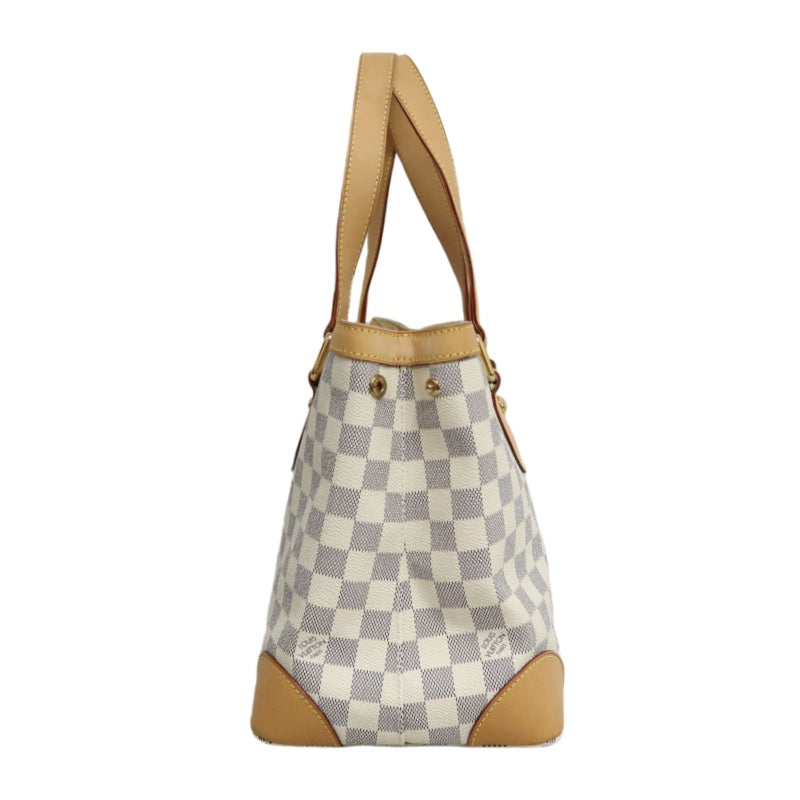 LOUIS VUITTON  Damier Azur Hampstead Tote Bag Canvas Cowhide White Gold Hardware