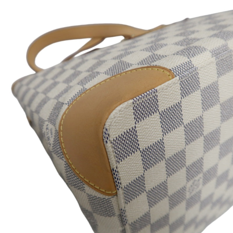 LOUIS VUITTON  Damier Azur Hampstead Tote Bag Canvas Cowhide White Gold Hardware