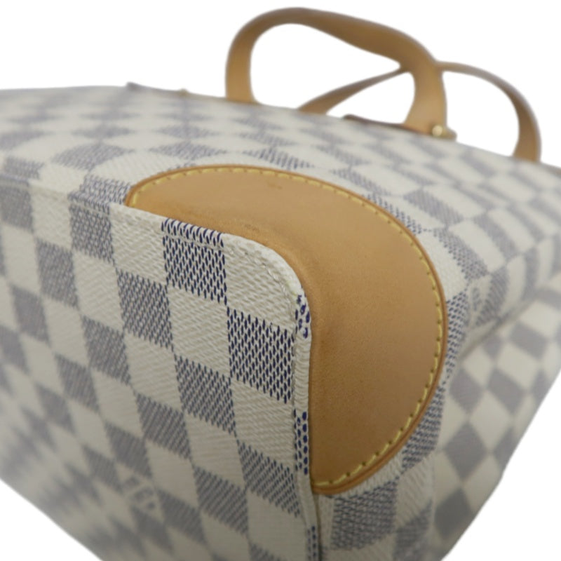 LOUIS VUITTON  Damier Azur Hampstead Tote Bag Canvas Cowhide White Gold Hardware