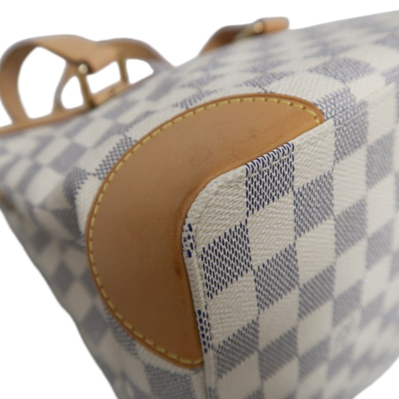 LOUIS VUITTON  Damier Azur Hampstead Tote Bag Canvas Cowhide White Gold Hardware