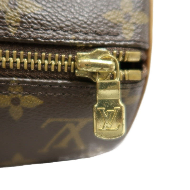LOUIS VUITTON Monogram Papillon 30 Cylinder Handbag Brown Classic Canvas Tan Patina Calfskin Handle Gold Hardware Iconic Vintage Timeless Casual Commute Bag