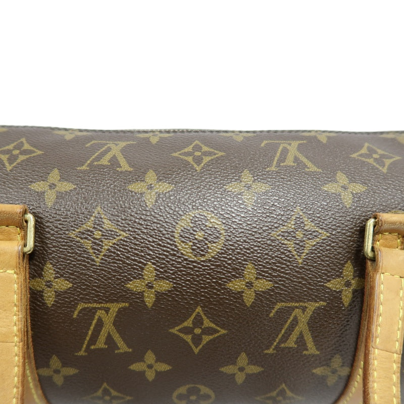 LOUIS VUITTON Monogram Papillon 30 Cylinder Handbag Brown Classic Canvas Tan Patina Calfskin Handle Gold Hardware Iconic Vintage Timeless Casual Commute Bag