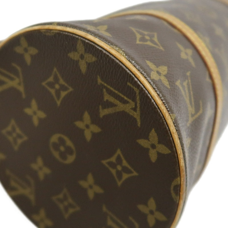 LOUIS VUITTON Monogram Papillon 30 Cylinder Handbag Brown Classic Canvas Tan Patina Calfskin Handle Gold Hardware Iconic Vintage Timeless Casual Commute Bag