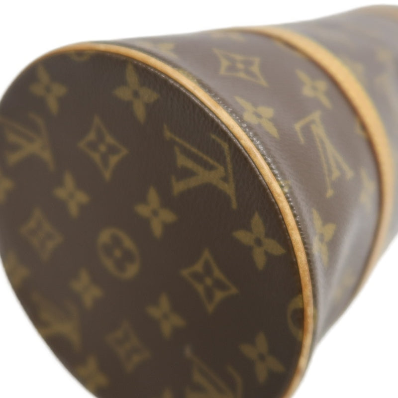 LOUIS VUITTON Monogram Papillon 30 Cylinder Handbag Brown Classic Canvas Tan Patina Calfskin Handle Gold Hardware Iconic Vintage Timeless Casual Commute Bag
