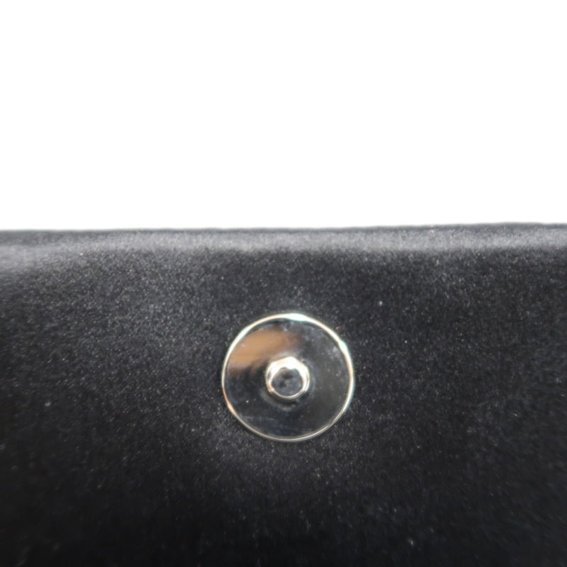 CHANEL Vintage Canvas Chain Pouch Shoulder Bag Black Silver Hardware