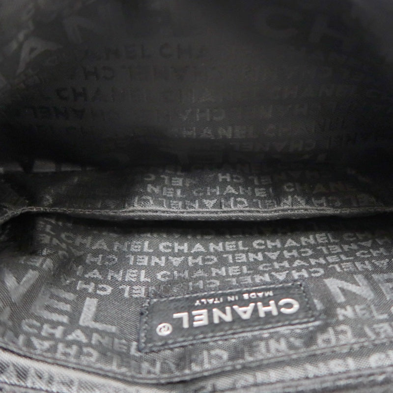 CHANEL Vintage Canvas Chain Pouch Shoulder Bag Black Silver Hardware
