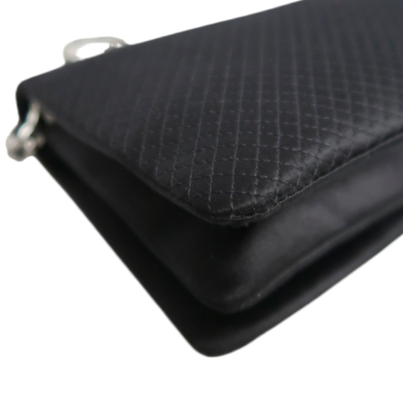 CHANEL Vintage Canvas Chain Pouch Shoulder Bag Black Silver Hardware