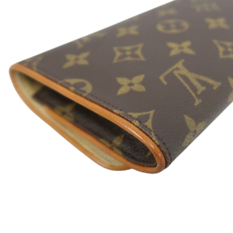 LOUIS VUITTON Vintage Monogram Pochette Twin Shoulder Bag Canvas Cowhide Brown Gold Hardware