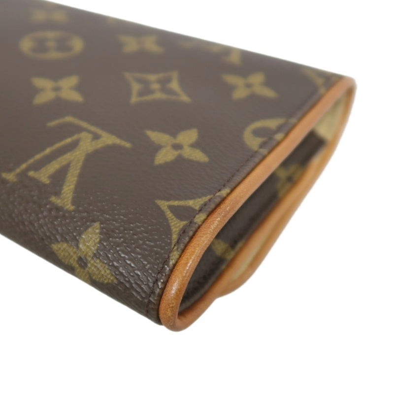 LOUIS VUITTON Vintage Monogram Pochette Twin Shoulder Bag Canvas Cowhide Brown Gold Hardware