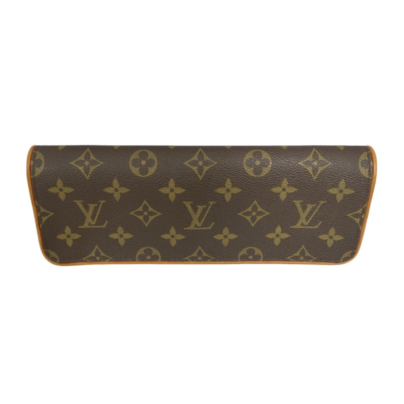 LOUIS VUITTON Vintage Monogram Pochette Twin Shoulder Bag Canvas Cowhide Brown Gold Hardware