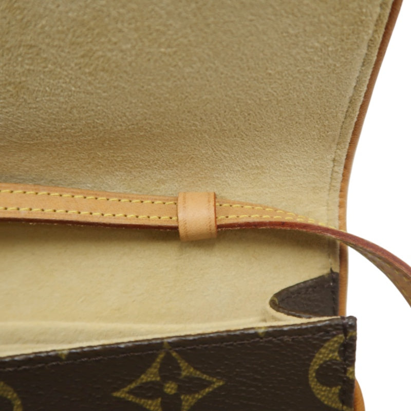 LOUIS VUITTON Vintage Monogram Pochette Twin Shoulder Bag Canvas Cowhide Brown Gold Hardware