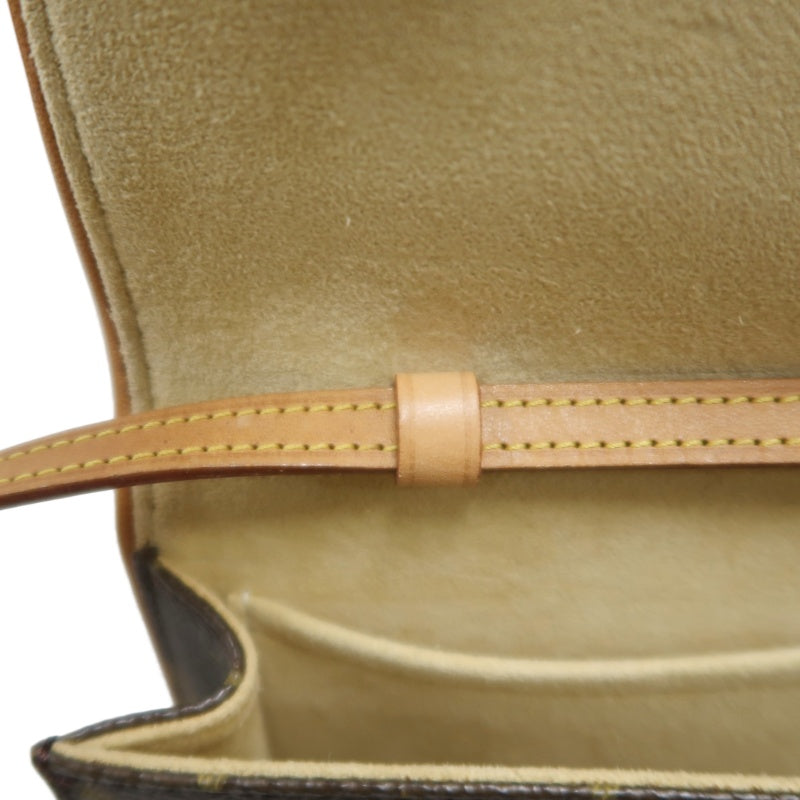 LOUIS VUITTON Vintage Monogram Pochette Twin Shoulder Bag Canvas Cowhide Brown Gold Hardware