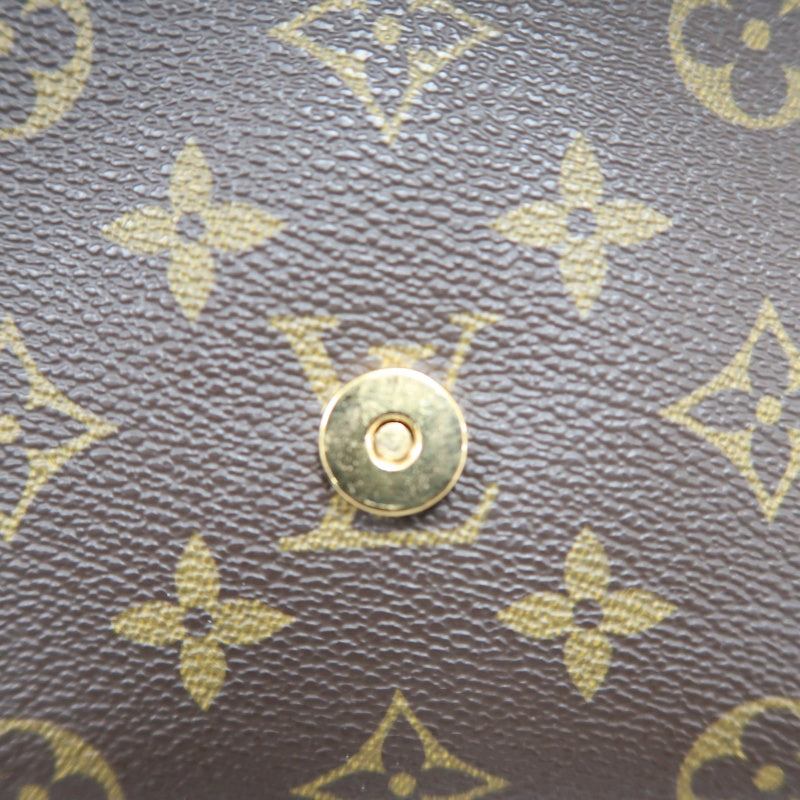 LOUIS VUITTON Vintage Monogram Pochette Twin Shoulder Bag Canvas Cowhide Brown Gold Hardware