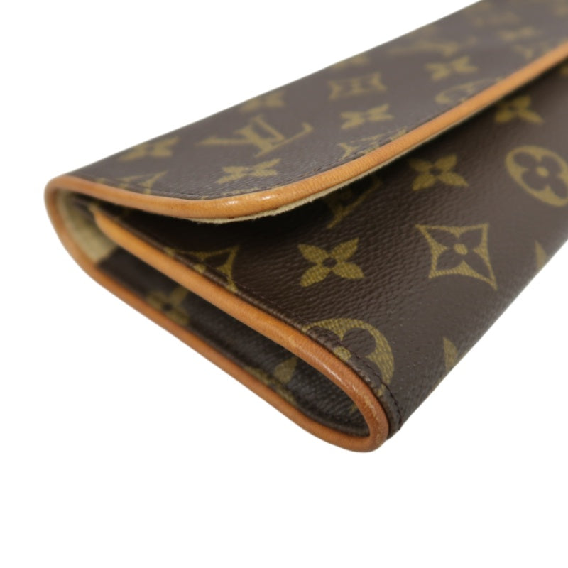 LOUIS VUITTON Vintage Monogram Pochette Twin Shoulder Bag Canvas Cowhide Brown Gold Hardware