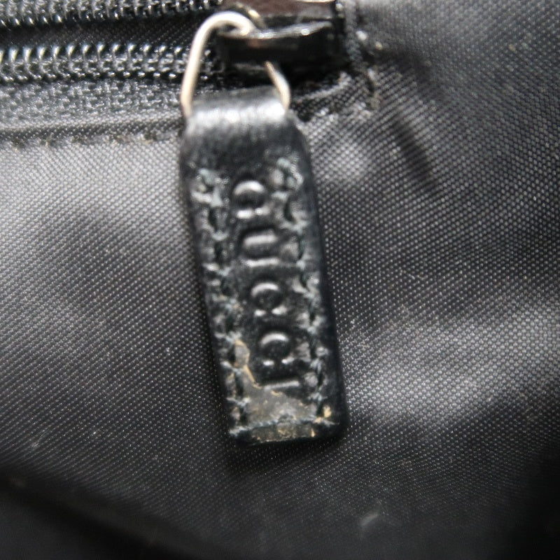 GUCCI GG Monogram Canvas Jackie Hobo Handbag Dark Brown Classic Pattern Black Leather Trim Silver Hardware Vintage Iconic Elegant Casual Shoulder Bag