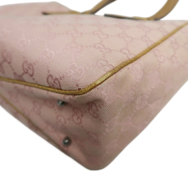 GUCCI GG Supreme Canvas Tote Bag Pink Leather Trim Silver Hardware