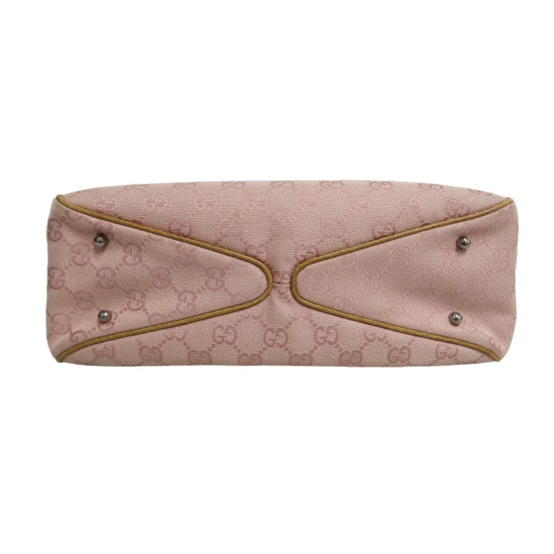 GUCCI GG Supreme Canvas Tote Bag Pink Leather Trim Silver Hardware
