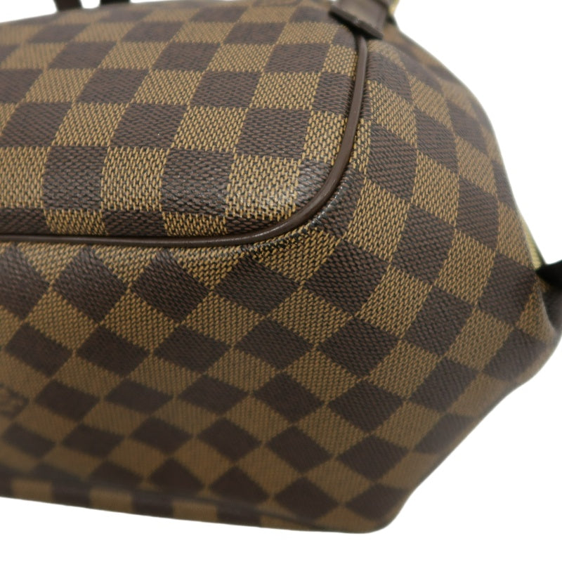 LOUIS VUITTON Damier Ebene Belem Handbag Brown Checkerboard Canvas Leather Shoulder Strap Gold Hardware Spacious Classic Daily Work Bag