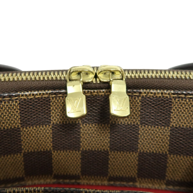 LOUIS VUITTON Damier Ebene Belem Handbag Brown Checkerboard Canvas Leather Shoulder Strap Gold Hardware Spacious Classic Daily Work Bag