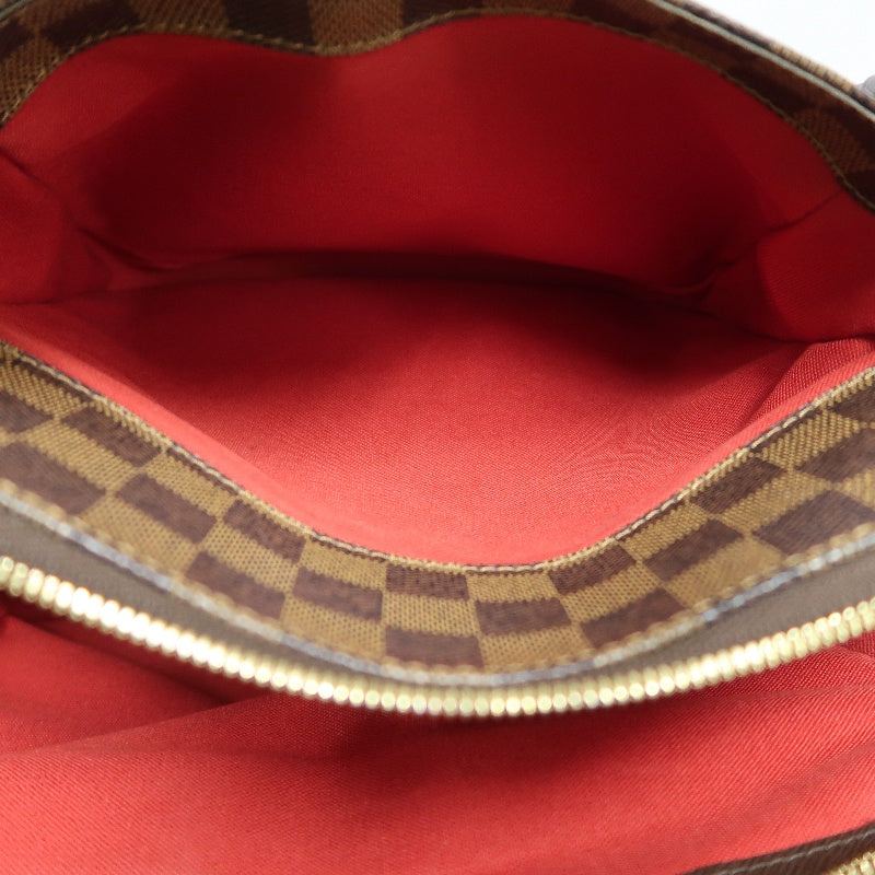 LOUIS VUITTON Damier Ebene Belem Handbag Brown Checkerboard Canvas Leather Shoulder Strap Gold Hardware Spacious Classic Daily Work Bag