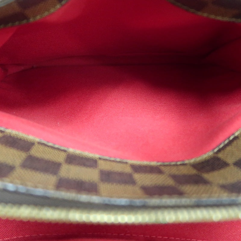 LOUIS VUITTON Damier Ebene Belem Handbag Brown Checkerboard Canvas Leather Shoulder Strap Gold Hardware Spacious Classic Daily Work Bag